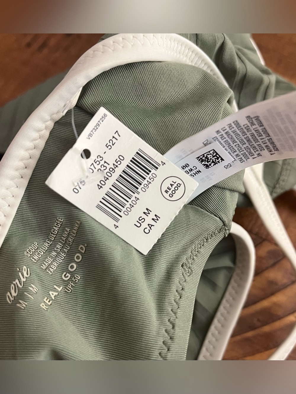 NWT Aerie Wide Rib Scoop Longline Bikini Top in Olive 🫒- Sz M - Picture 6 of 6